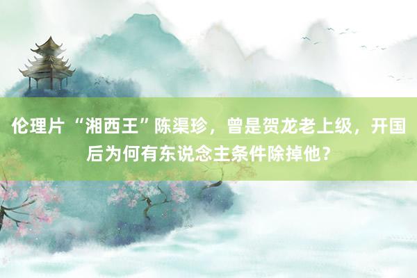 伦理片 “湘西王”陈渠珍，曾是贺龙老上级，开国后为何有东说念主条件除掉他？